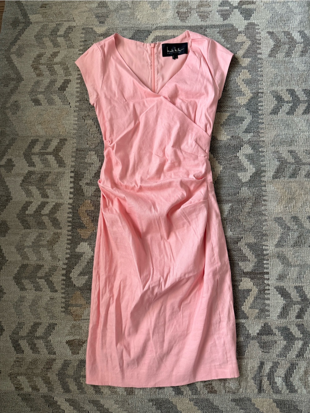 Nicole Miller Women's Beckett Stretch Linen-Blend Tuck Dress
